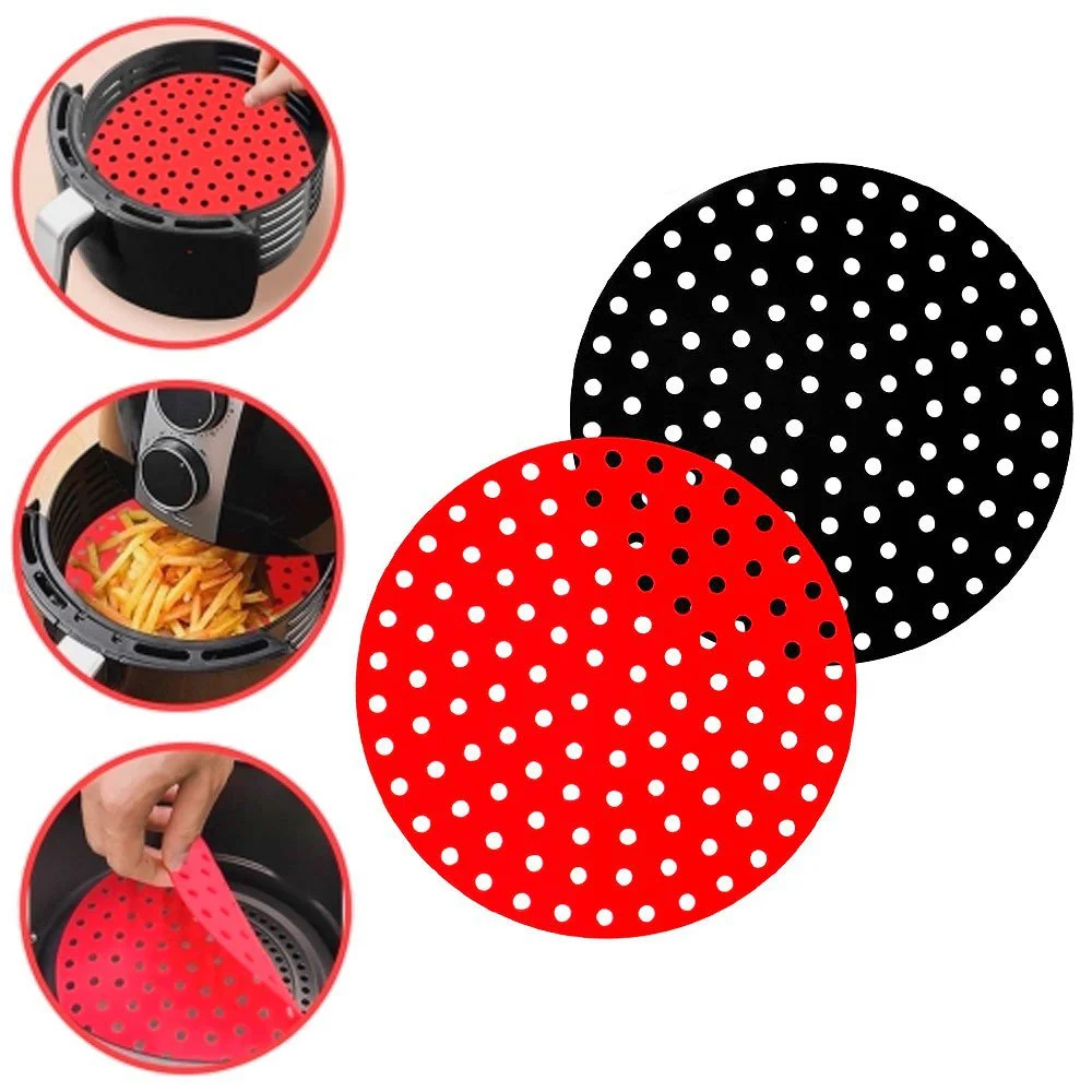 Tapete De Silicone Redonda Para Fritadeira Elétrica Airfryer Reutilizável 20cm