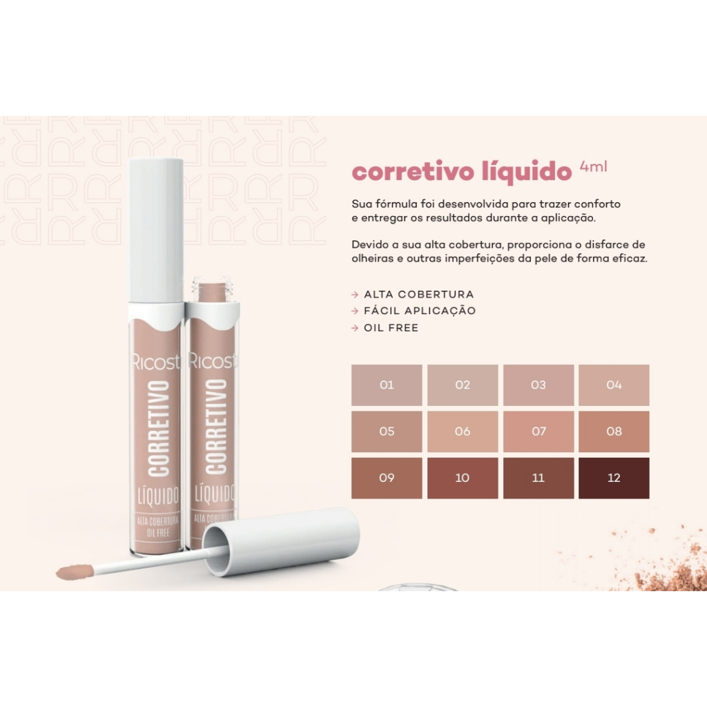 Corretivo Facial Liquido Vegano Ricosti - 03 em Oferta na Shopee