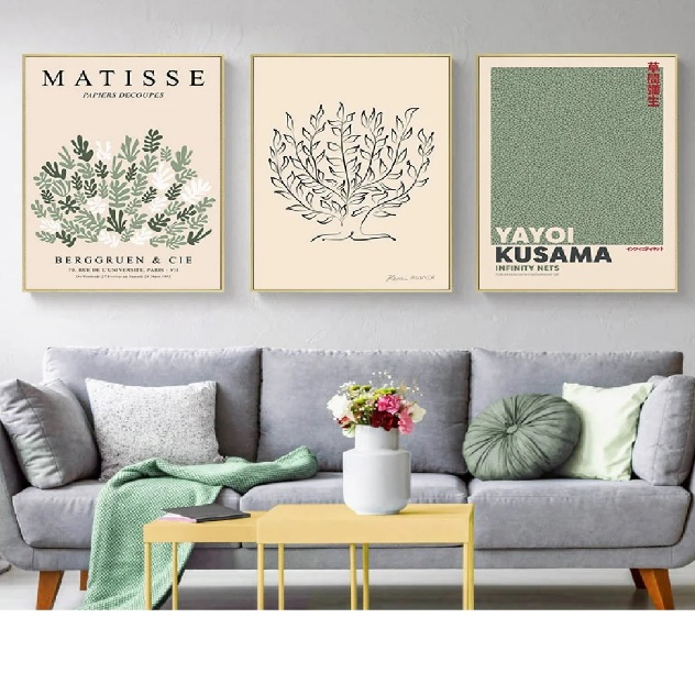 Quadros decorativos Matisse Flor Mercado (3 peças)