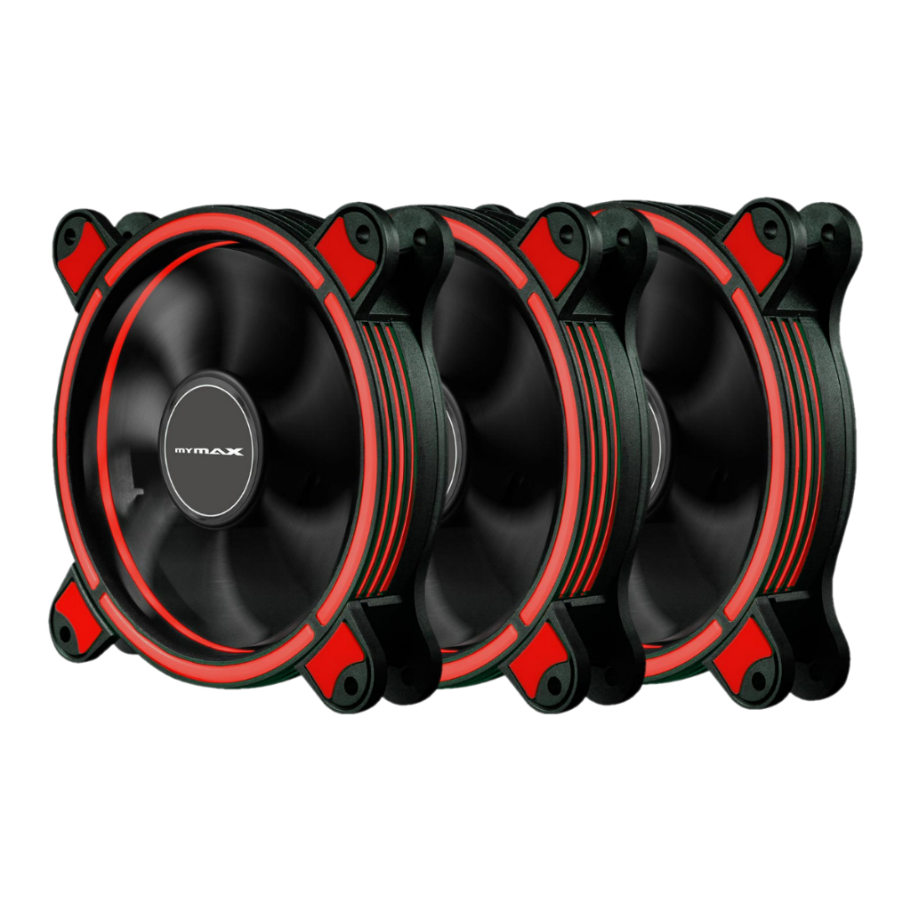Kit 3 Fan Cooler Ventoinha Gamer Mymax Spectrum Ring com Led Vermelho p/ Gabinete 120mm 12cm em Oferta na Shopee