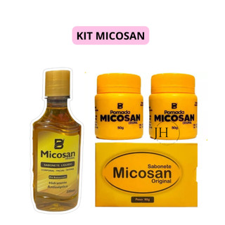 Kit Micosan 2 Pomada 50g + Sabonete barra 90g + Sabonete Liquito 200g em Oferta na Shopee