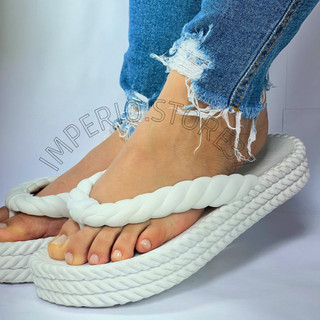 Chinelo Feminino Plataforma 3 Tranças Confortável Blogueirinha Modelo Nuvem