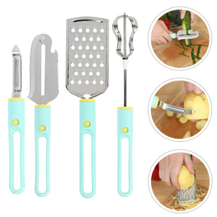 Kit Utensilios De Cozinha 4 Em 1 Descascador Ralador Boleador Cortador Batedor DE OVOS LANÇAMENTO OFERTA