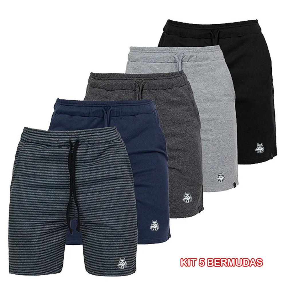 🔥 _CONFORTO E ESTILO: KIT COM 5 BERMUDAS DE MOLETOM! 🩳✨_  
_Kit com 5 Bermudas de Moletom_  
✅ Ideal para praticar esportes ou relaxar em casa  
✅ Material macio e respirável para máximo conforto  
✅ Várias cores para você variar o seu look  

📊 Mais de 1