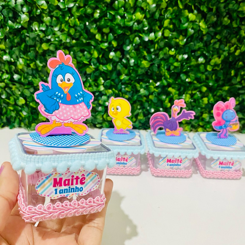 Kit 10 Caixas Acrílica 5x5 Galinha Pintadinha Lembrancinha Personalizada Luxo | Festa Infantil