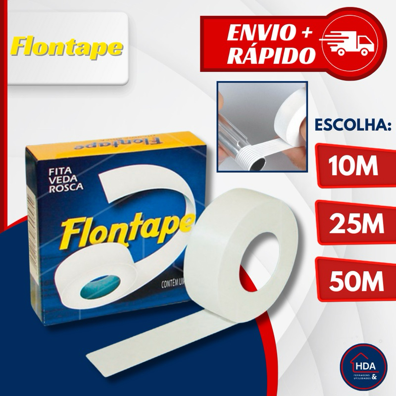 Fita Veda Rosca Teflon Para Torneiras E Hidráulica Em Geral Diversos Tamanhos - Flontape em Oferta na Shopee