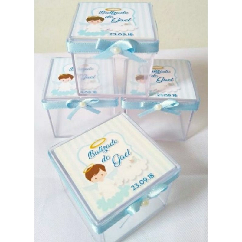 kit 20 caixinhas de acrílico personalizadas lembrancinhas batizado, aniversário, casamento, maternidade.