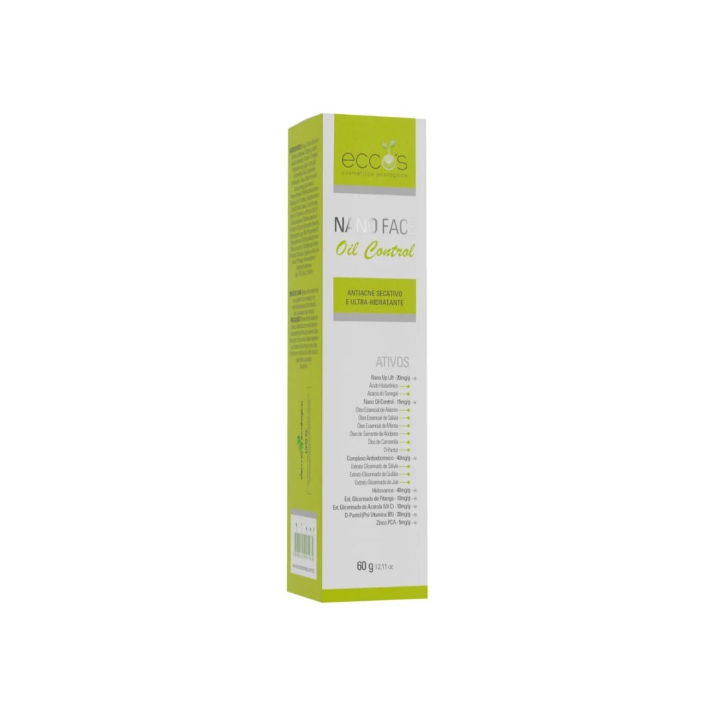 Nano Face Oil Control Gel Antiacne Secativo Com Hidratação Profunda 60g - Eccos