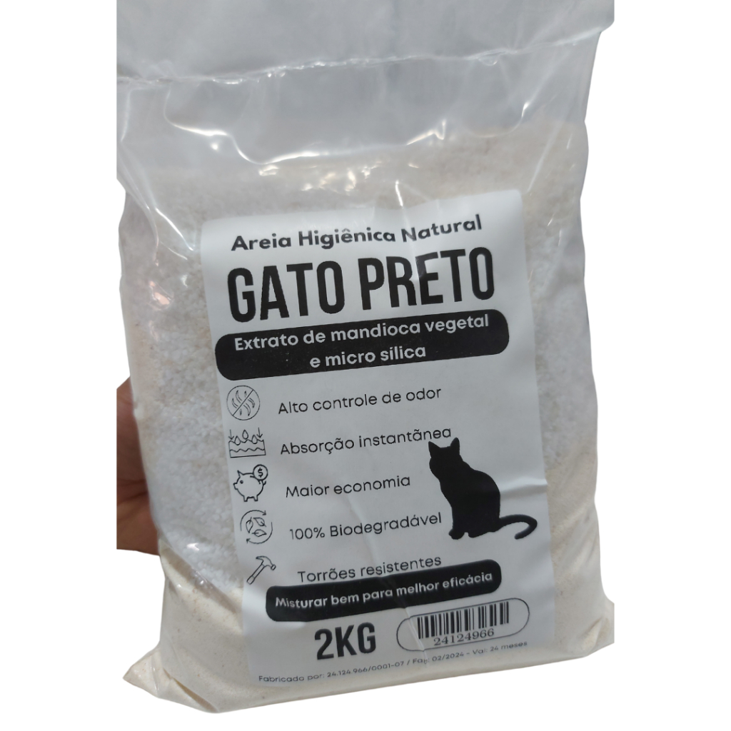 10KG - AREIA HIGIÊNICA NATURAL EXTRATO DE MANDIOCA E MICRO SÍLICA PARA GATOS -  (5 PCTS)
