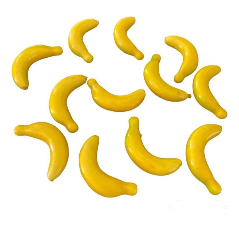 12 Mini Banana Toque Real Fruta Artificial Realista