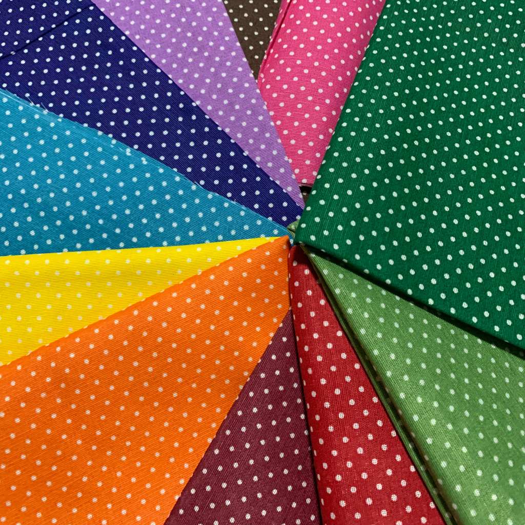 kit 2 tecidos de 1m x 2,20 largura Estampado Percal Poa Bolinhas