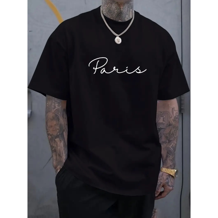 Camisa Oversized Streetwear Estampada Paris Style Camiseta Ombro Caído Gringo Camisão Confortavél