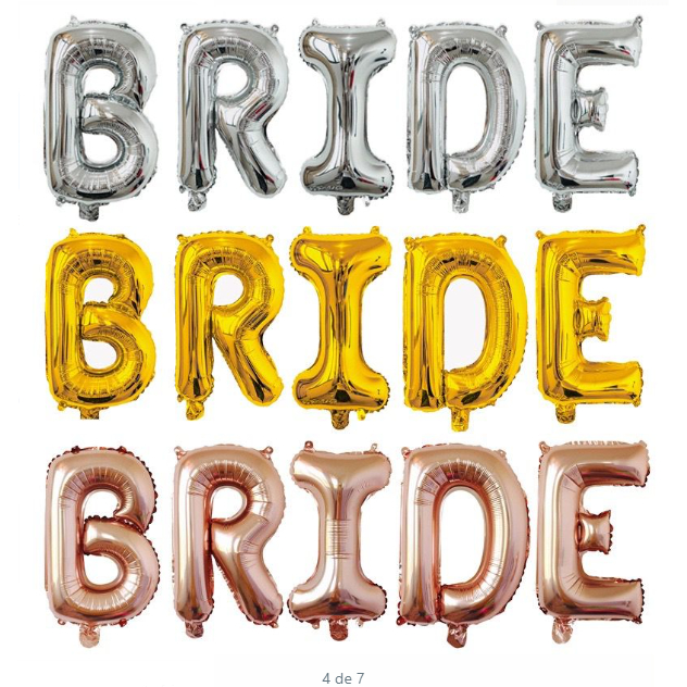 Kit 5 Balão Metalizado Letras BRIDE 40cm - noiva - despedida - casamento -  PRONTA ENTREGA em Oferta na Shopee