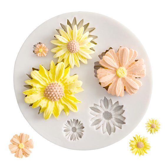 Molde de silicone Flores Do Campo Margaridas para doces, biscuit, artesanato, festa de aniversário