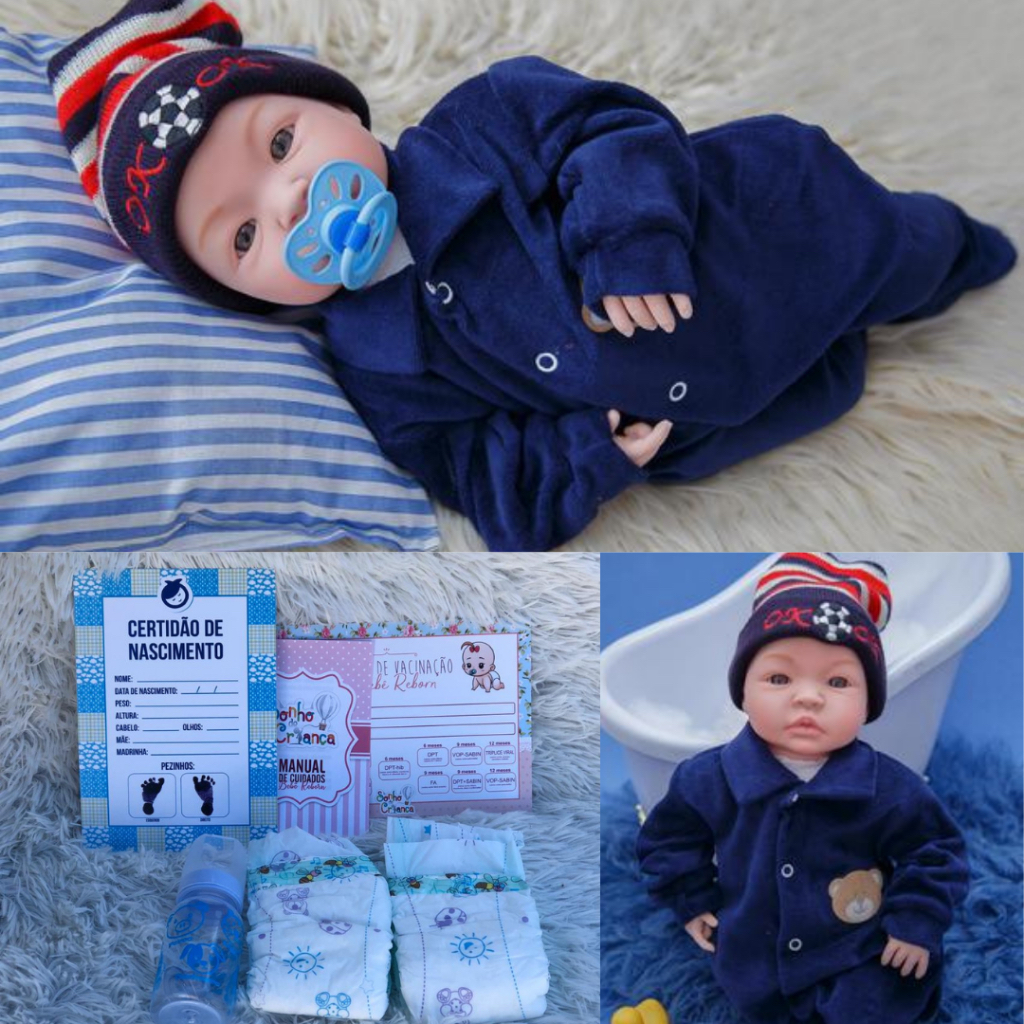 Bebê Tipo Reborn Menino Príncipe Com Acessórios 45cm Promoção em Oferta na Shopee