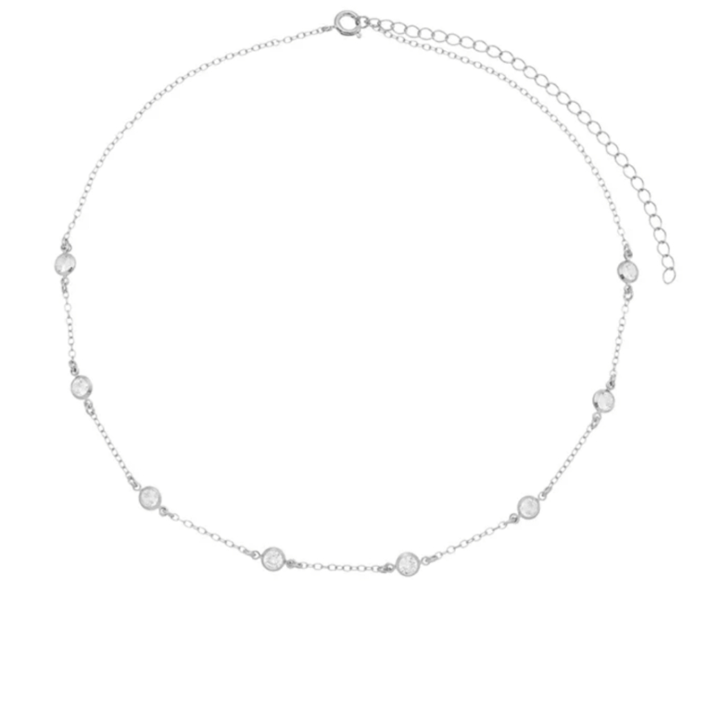 Choker Marina - Colar Choker banhado no ródio branco