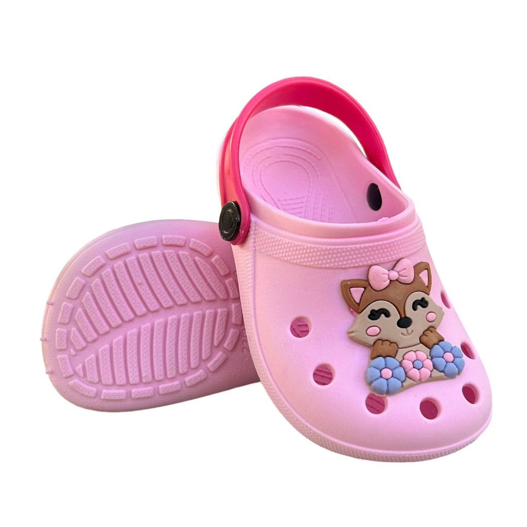 Babuche Chinelo Menina Infantil Sandalia Raposa Raposinha Flor Leve Macio Emborrachado