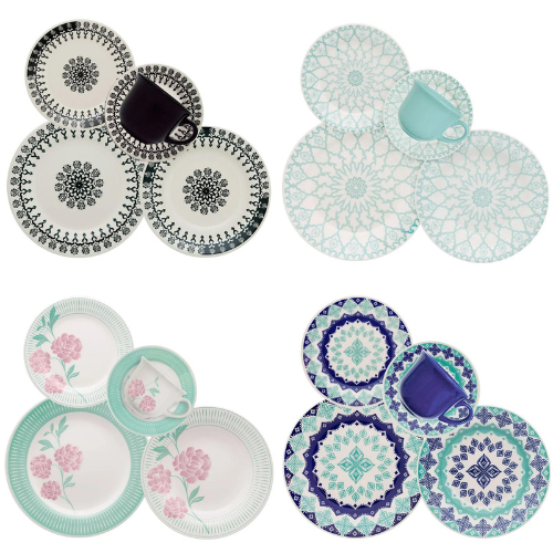Aparelho de Jantar Oxford Biona Donna Mandala , Folk , Bloom , Lola em Cerâmica com 20 Peças -ENVIO EXTRA RAPIDO