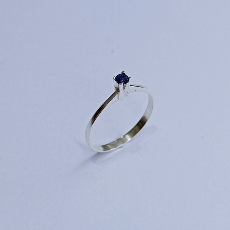 SOLITÁRIO PRATA 925 -PEDRA AZUL