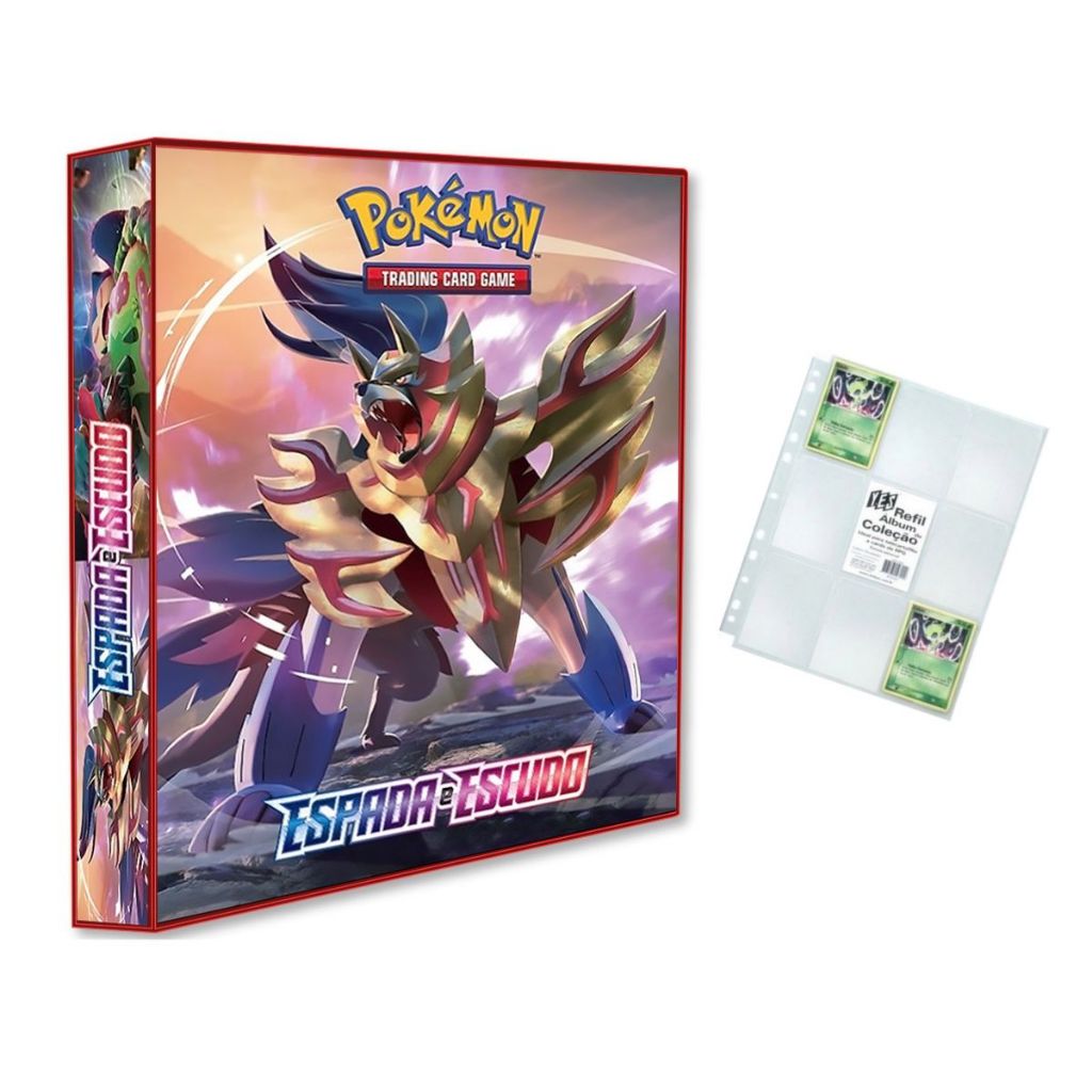Álbum Pasta Fichário Pokemon Espadas e Escudos com 10 Folhas 9 Bolsos YES para Guardar Cards Cartas