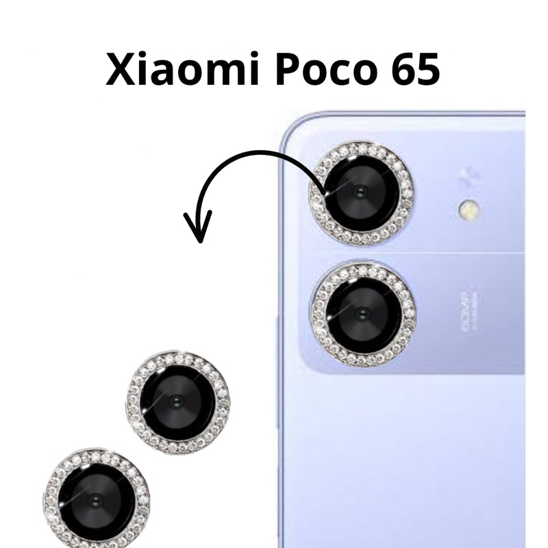 Película de Câmera Traseira 2 Unidades em Vidro com Brilho Strass Xiaomi Poco C65 em Oferta na Shopee