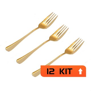 12 Pcs Talheres Individuais Garfo Inox Para Suplat Cozinha Dourado em Oferta na Shopee