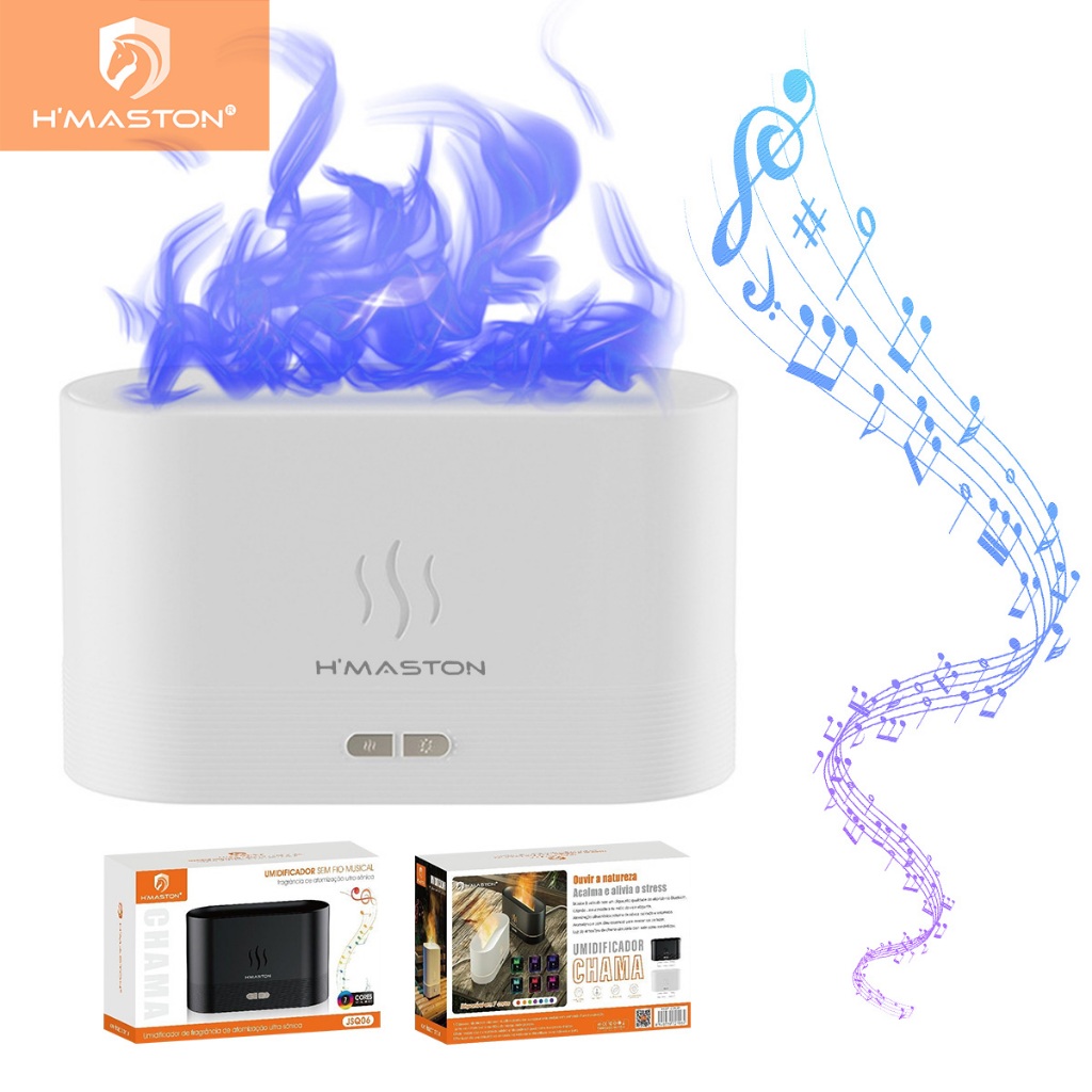 H'Maston JSQ06 Umidificador E Caixa De Som Bluetooth Led Fogo Efeito Chamas SEM FIO MUSICAL em Oferta na Shopee