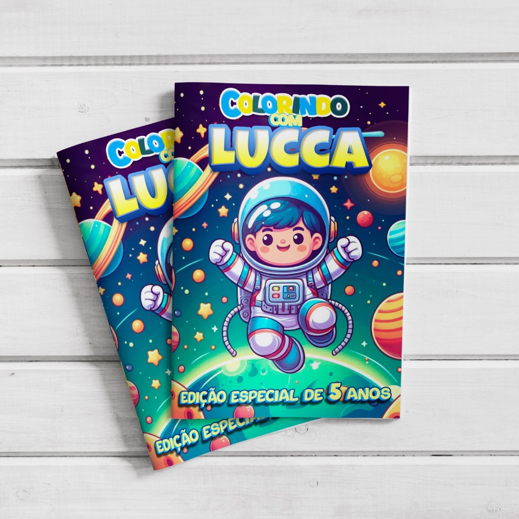Livro (revista) de Colorir Personalizado Lembrancinha de Aniversário Astronauta