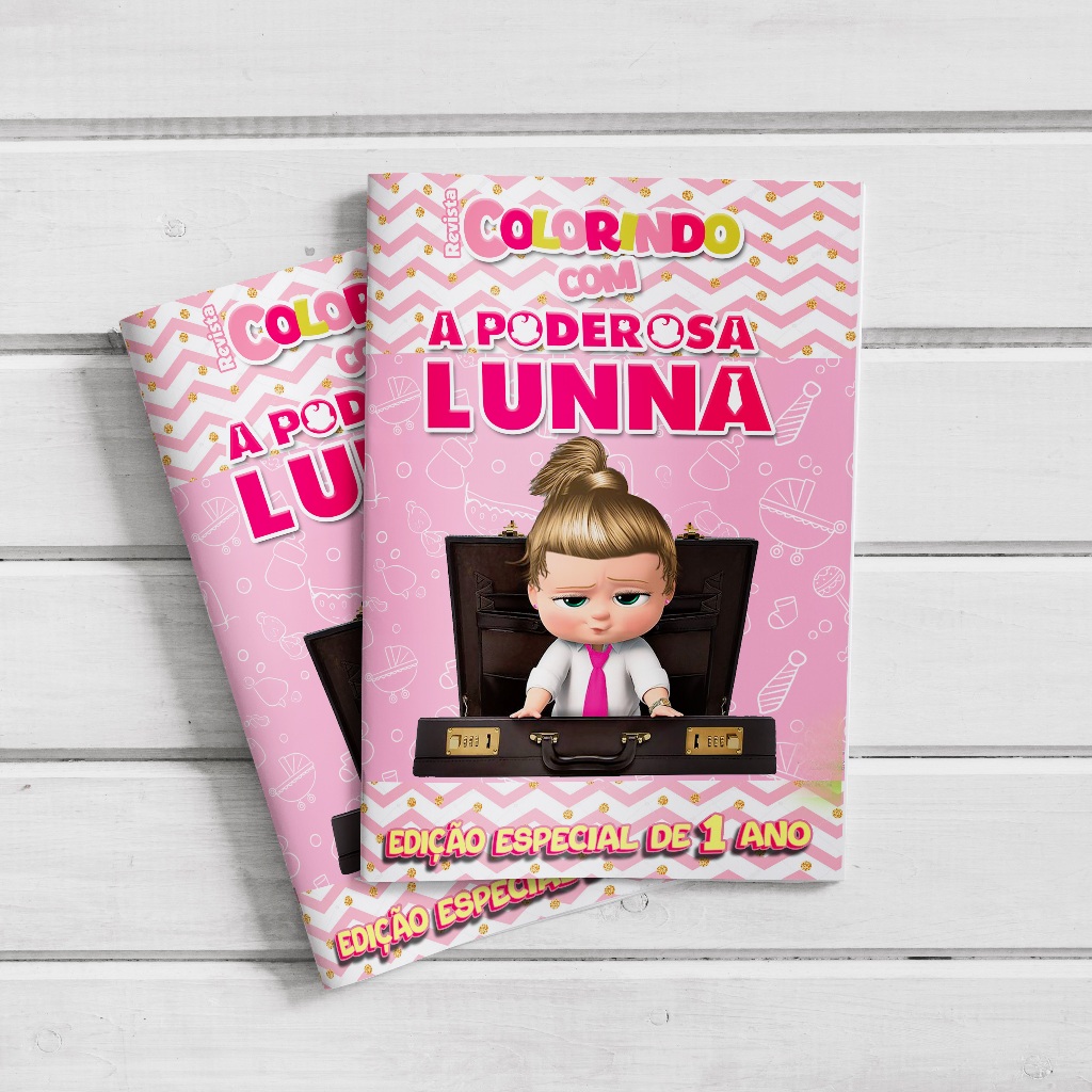 Livro (revista) de Colorir Personalizado Lembrancinha de Aniversário Poderosa Chefinha