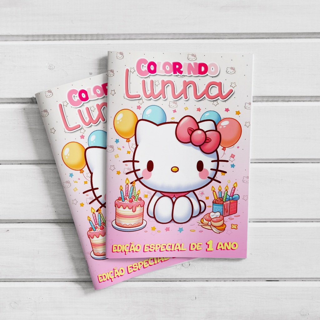 Livro (revista) de Colorir Personalizado Lembrancinha de Aniversário Hello Kitty em Oferta na Shopee