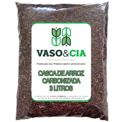 Substrato Casca de Arroz Carbonizada 3 Litros 300g Cactos Suculentas Orquidea e Outras - Vaso e Cia