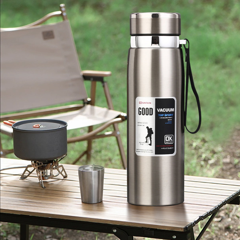 Garrafa 1000ml Inox Térmica Com Infusor Prata De Água Café Parede Dupla Com Alça-Para em Oferta na Shopee