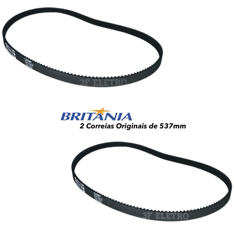Correia Dentada 537mm para Panificadora Britania Multi Pane Original ( KIT C/2 PEÇAS )