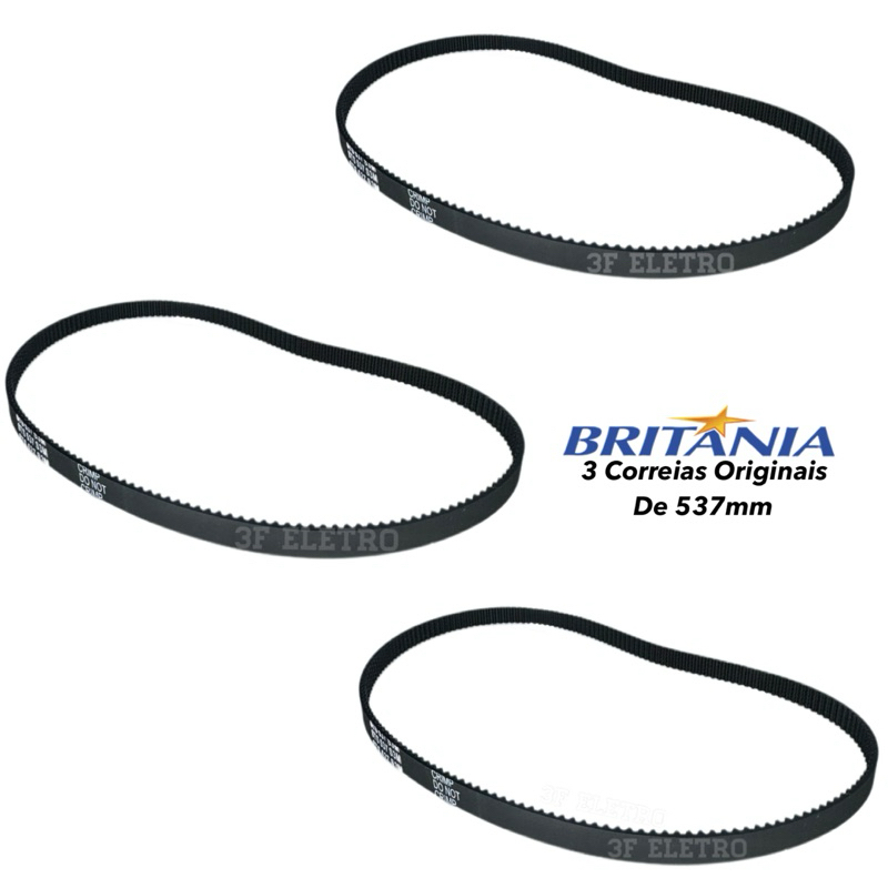 Correia para Panificadora Britania Multi Pane Original 537mm (KIT C/3 PEÇAS)