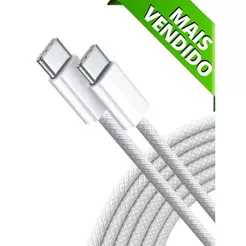 Cabo Carga Rápida 60W USB-C iPhone 15 iPad e Macbook Nylon