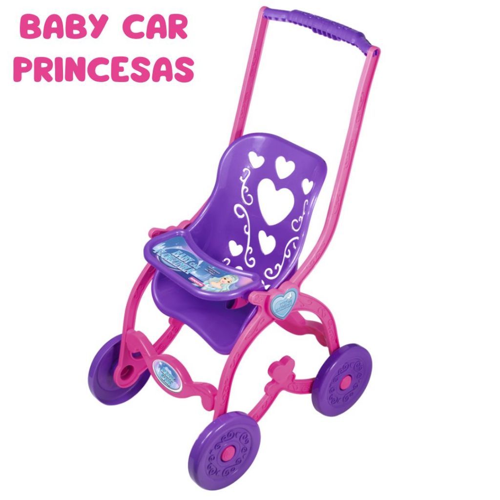 Brinquedo Carrinho de Boneca Carrinho De Passeio Rosa Das Princesas -Grande
