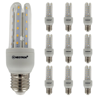 KIT 10 Lâmpadas LED Compacta 7W 3000K Luz Amarela Branca Quente Bivolt 110/220V 3U E27 NEOTRON 630 Lúmens - Decorativa Cozinha Casa Residencial Soquete Padrão Luminária Compacta Espiga Milho Formato U em Oferta na Shopee