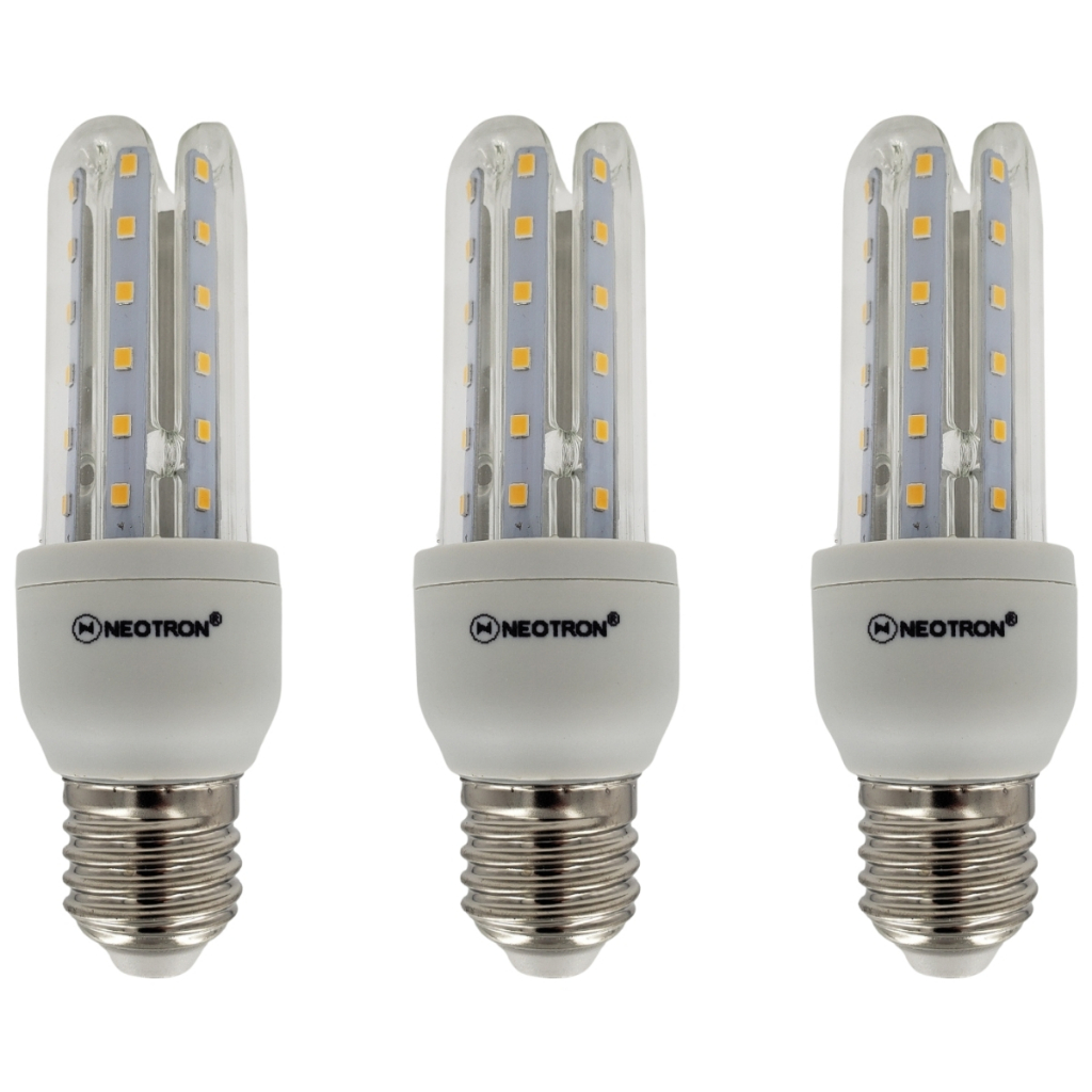 KIT 3 Lâmpadas LED Compacta 7W 3000K Luz Amarela Branca Quente Bivolt 110/220V 3U E27 NEOTRON 630 Lúmens - Decorativa Cozinha Casa Residencial Soquete Padrão Luminária Compacta Espiga Milho Formato U em Oferta na Shopee