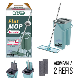 Flat Mop  Refis Esfregão Com Balde Rodo Mágico Lava Seca Tira Pó 2 Refil em Oferta na Shopee