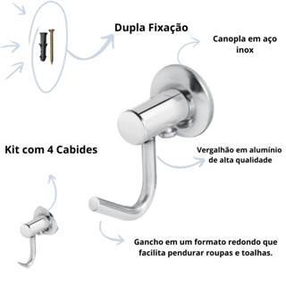 Kit 4 Cabide Gancho de Parede em Metal para Banheiro em Oferta na Shopee