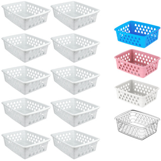Cesto Organizador Kit 10 Peças 16x12x6Cm Pequeno Branco Transparente Azul Rosa em Oferta na Shopee