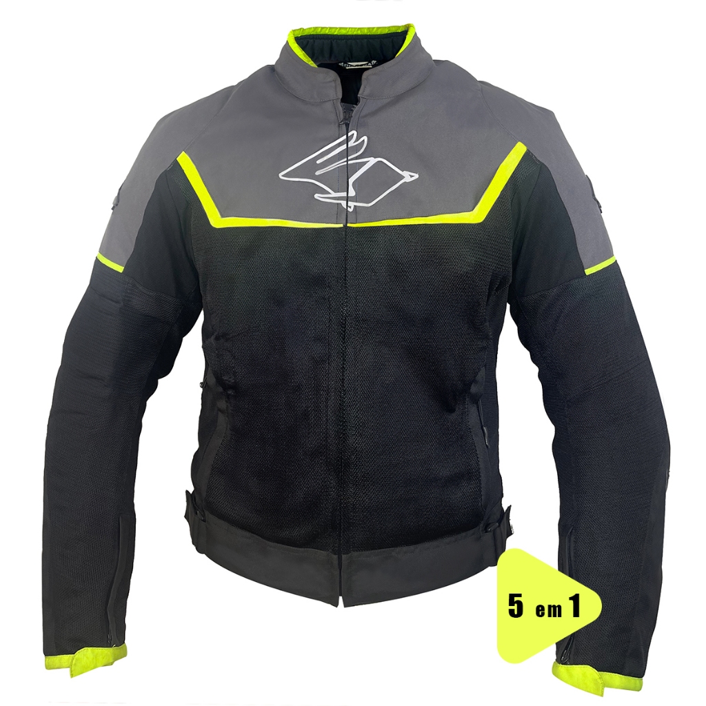 Jaqueta Racing Rabbit Volt 5 em 1 Ventilada, Impermeável e Térmica Motoqueiro Motoboy Motociclista