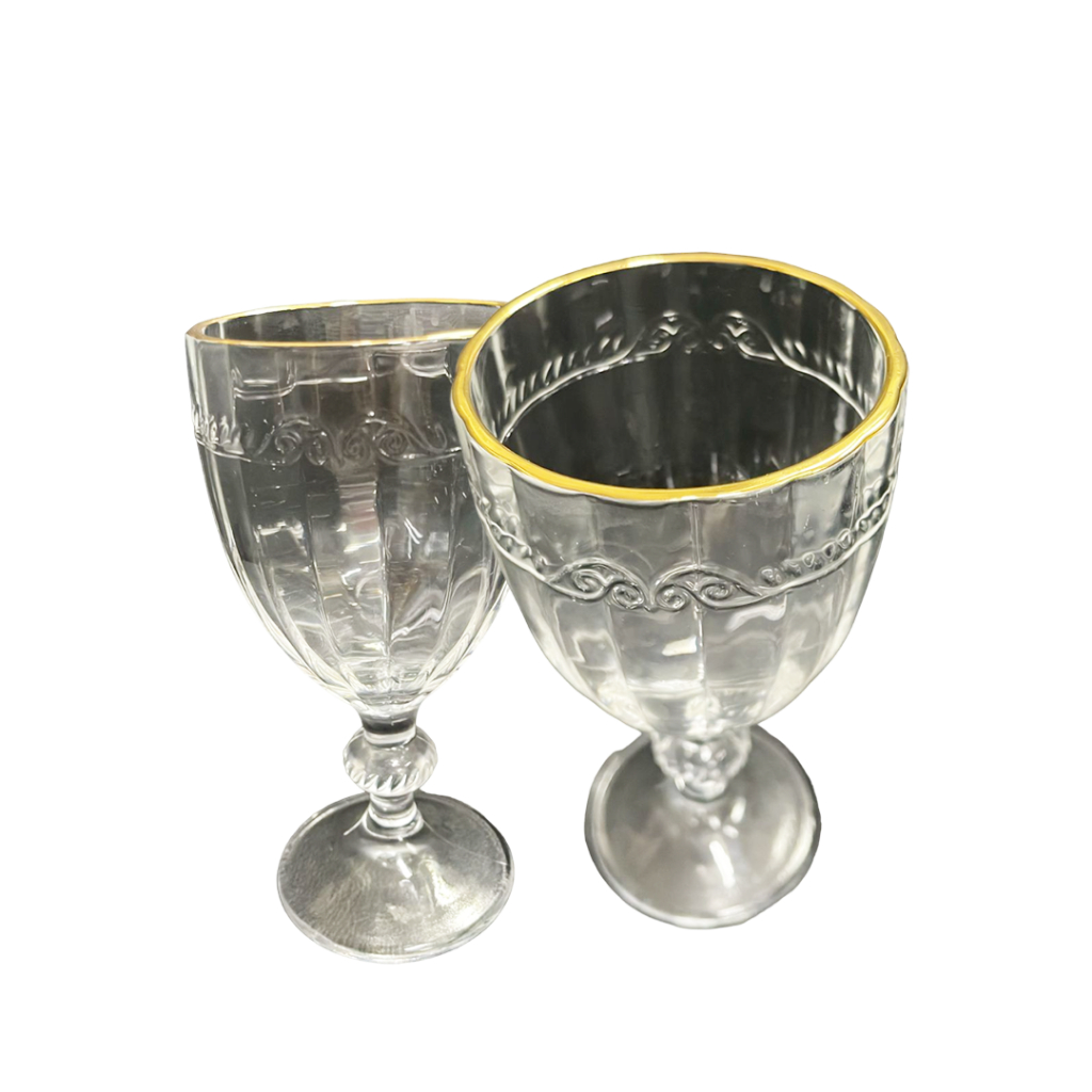 Cálice Cristal Kosher Vidro Lapidado Borda Dourada - Santa Ceia com 345 ml
