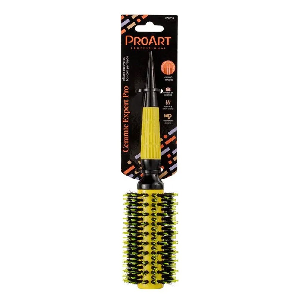 ESCOVA PROFISSIONAL CERÂMICA PROART 28MM AMARELA