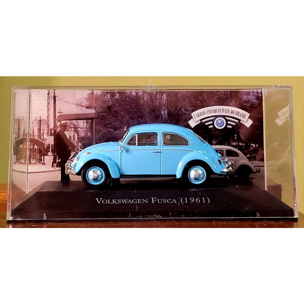 ÚLTIMAS UNIDADES ! - Miniatura escala 1:43 - Veículos inesquecíveis do Brasil - Fusca azul 1961 - NOVO E LACRADO