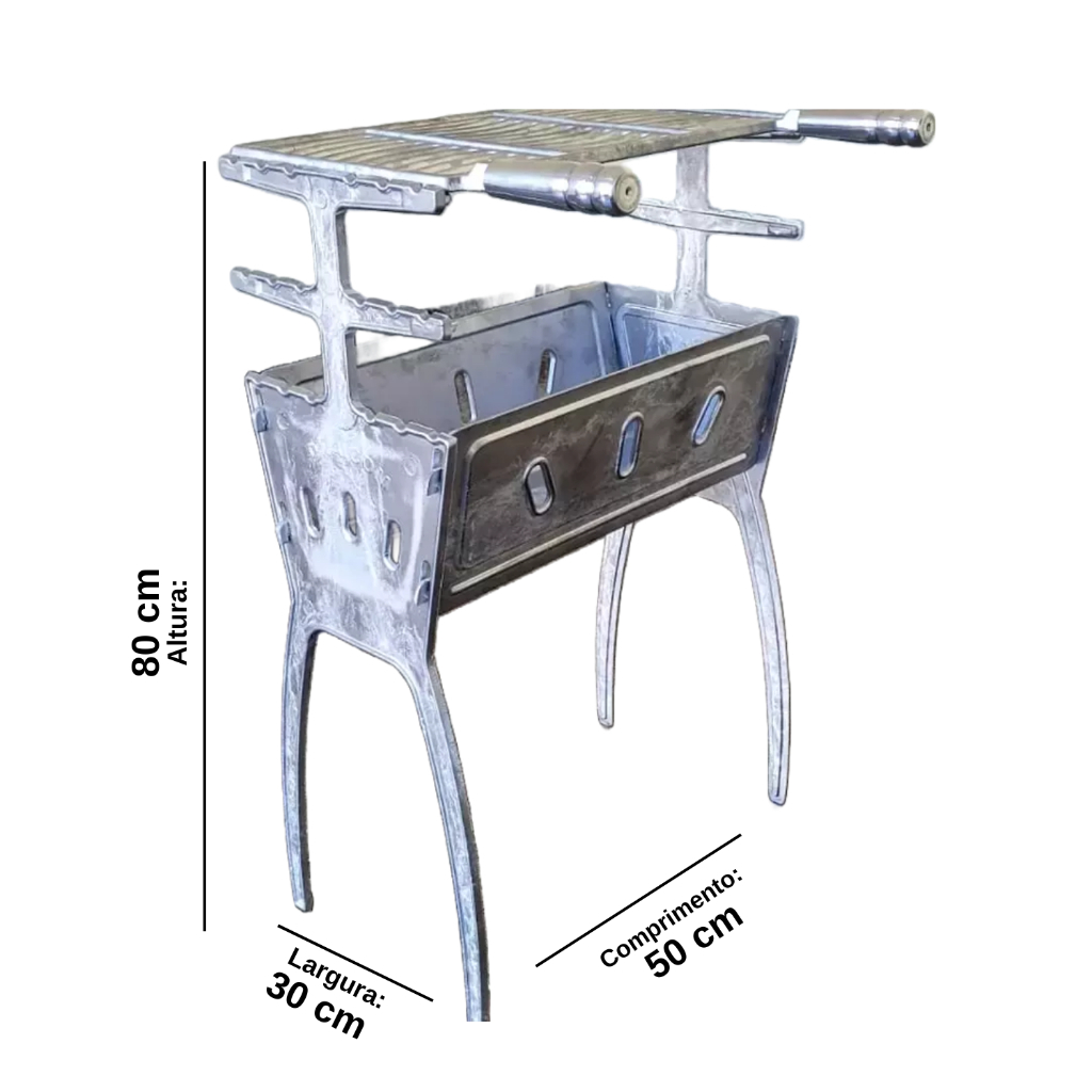 Churrasqueira de Aluminio Batido Portatil 6 peças