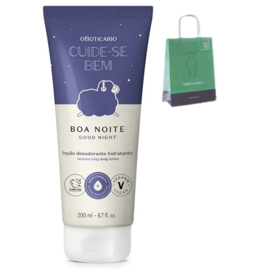 Loção Desodorante Hidratante Corporal Cuide-se Bem Boa Noite 200ml + Sacola Presente O Boticário