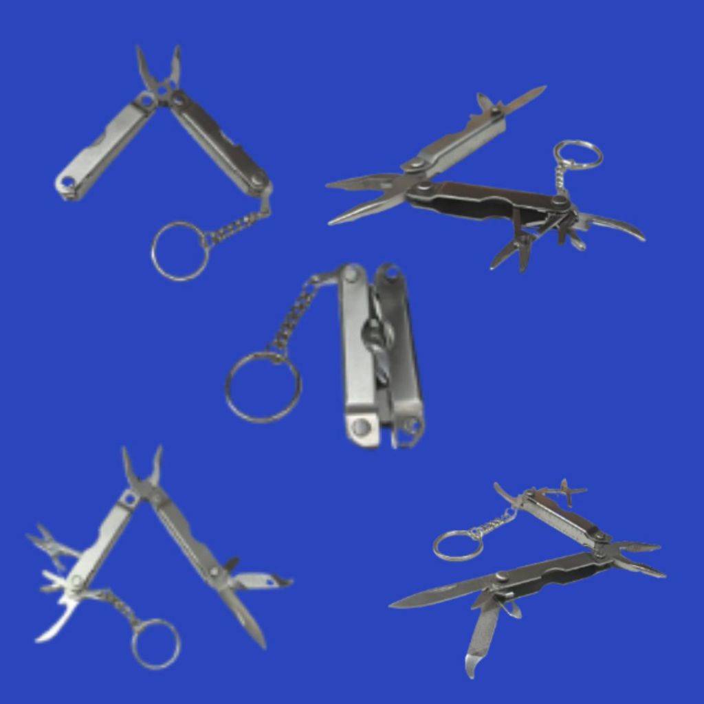 Kit 6/12 Mini Alicate Multi-funções Trilha Pesca Camping 9 Funções 10/6 cm KB1357