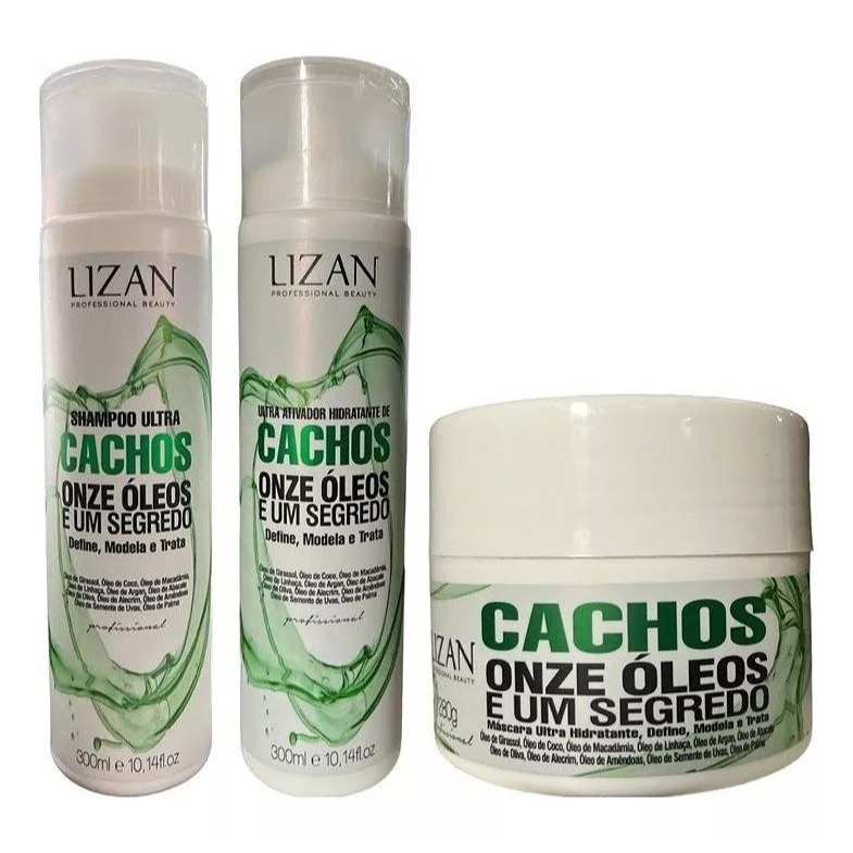 LIZAN ONZE ÓLEOS CACHOS KIT 300 ( SH + ATIVADOR + MÁSCARA )