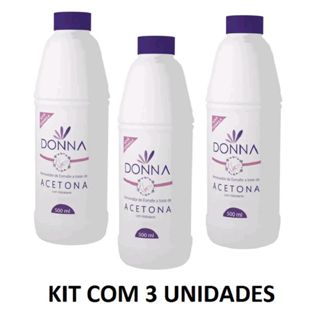 Kit C/3 Removedor de Esmalte á Base de Acetona Donna 500ml em Oferta na Shopee